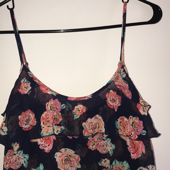 Sheer Navy and Floral crop top - Picture 3 of 3